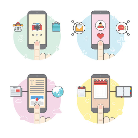 How to use touch screen phone function and abilityのイラスト素材