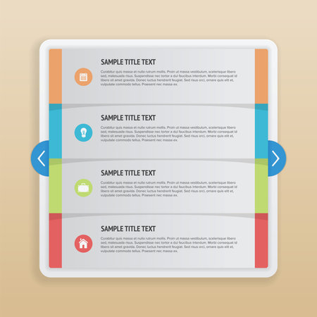 Web Slider with stack of paper and arrow navigationのイラスト素材