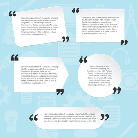 Quotation Mark speech bubble blank template with blue backgroundのイラスト素材