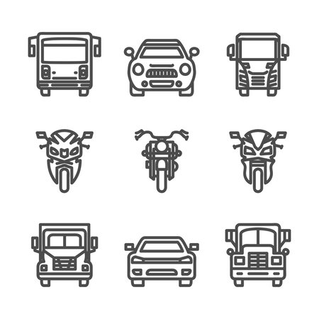 Linear transportation line icon view from frontのイラスト素材