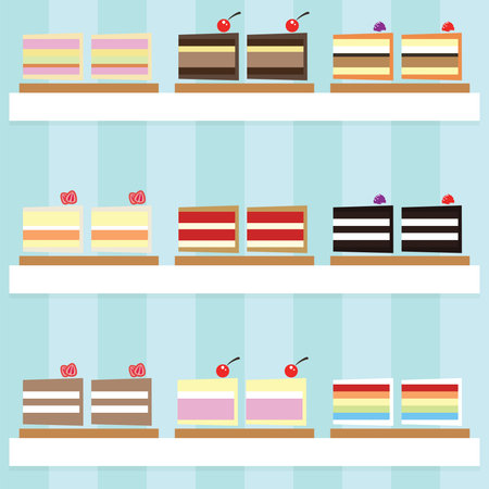 Slice of cake on the plate view from sideのイラスト素材