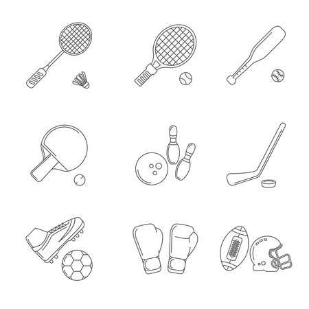 Line sport icon with outline and doodle style in black colorのイラスト素材