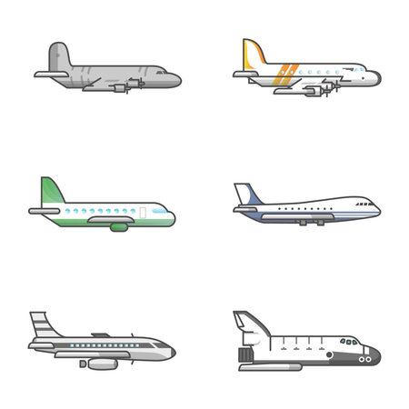 Commercial airplane icon flying view from sideのイラスト素材