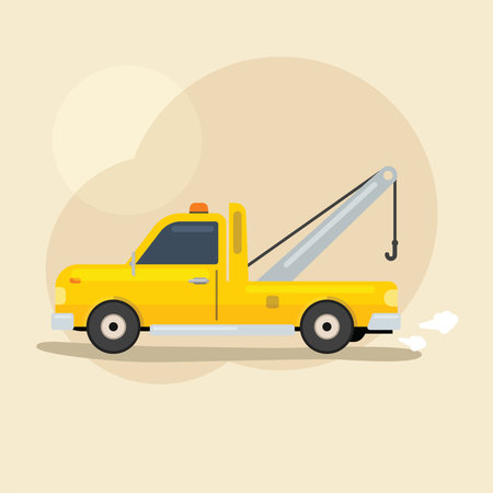 towing car concept with yellow color on the roadのイラスト素材