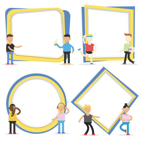 Man and woman concept with frame and textのイラスト素材