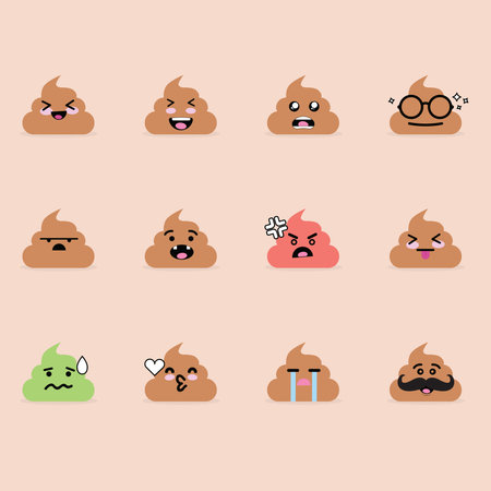 Smile emoji emoticon face in poop with a lot of variationのイラスト素材
