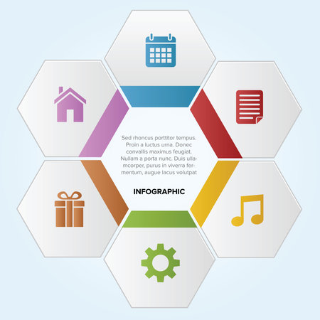 Hexagon infographic like bee nest with iconのイラスト素材