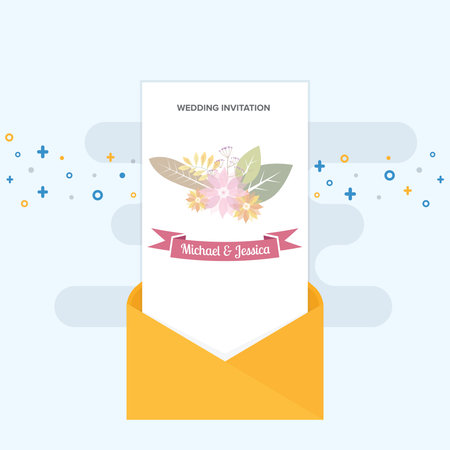 An envelope open with wedding invitation insideのイラスト素材