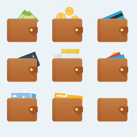 Smooth wallet icon with different stuff insideのイラスト素材