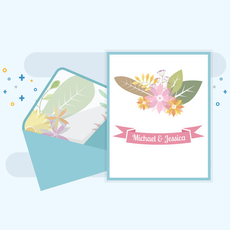 An envelope open with wedding invitation insideのイラスト素材