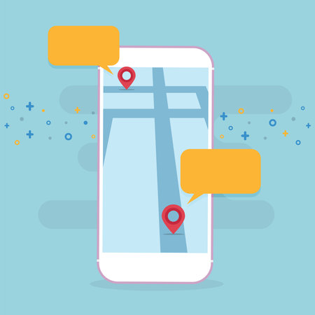 Cellphone with maps and location applicationのイラスト素材
