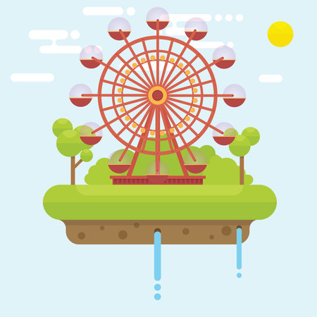 Floating island concept with cellphone and treeのイラスト素材
