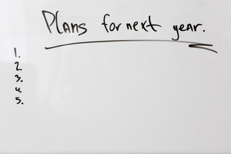 whiteboard inscription plans for next year with place for your text