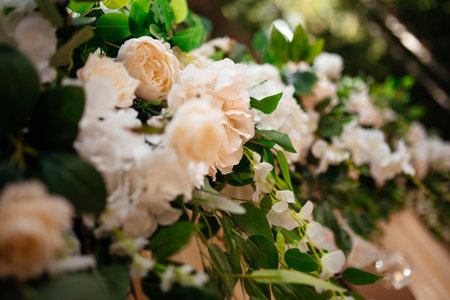 the wedding decoration in the forest locationの写真素材