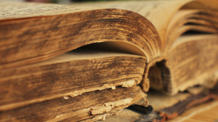 Open ancient vintage Bible.の写真素材