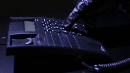 Criminal calling with threats.の写真素材