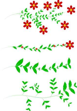 Floral ornament pattern with leaves and blossoms.のイラスト素材
