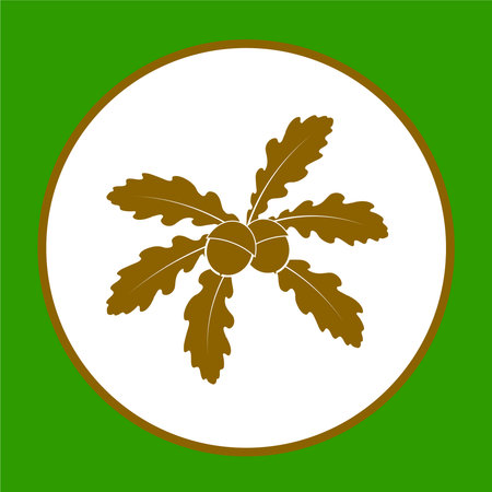 Oak leaves with acorns vector art stickerのイラスト素材