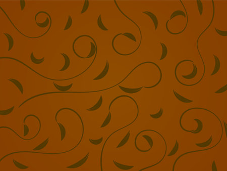 Simple floral pattern with leaves and branches on brown background.のイラスト素材