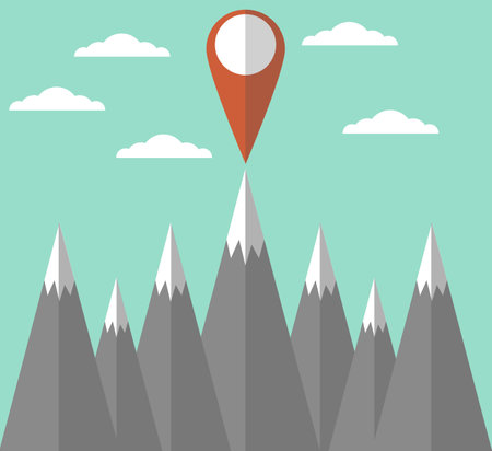 Mountains with map marker flat designのイラスト素材