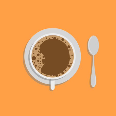Cocoa Hot Chocolate Cup with Spoon Top View Flatのイラスト素材