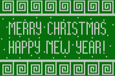 Knit Winter Holiday greetings green.のイラスト素材
