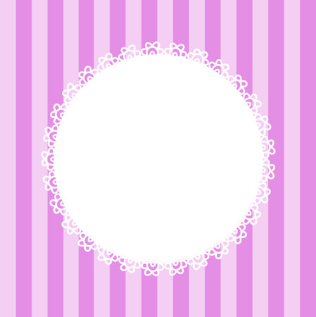 Decorative White Round Frame on Pink Striped Backgroundのイラスト素材