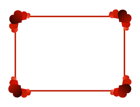 Simple Square Frame with Colorful Red Hearts.のイラスト素材