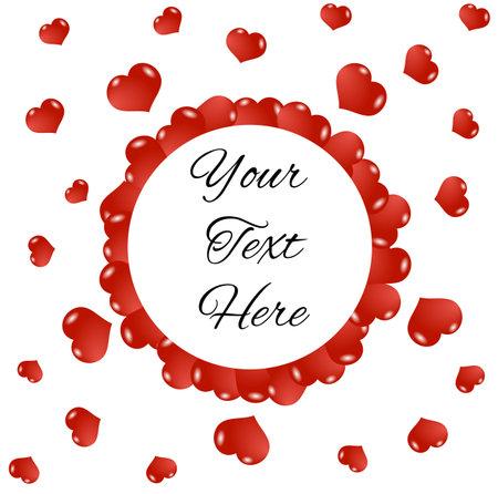Round Frame with Flying Red Hearts Copy Space.のイラスト素材