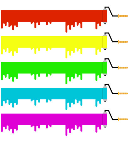 Colorful Paint Roller Set Flat Styleのイラスト素材