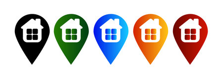 Map Marker with House Silhouette Rental Business Iconのイラスト素材