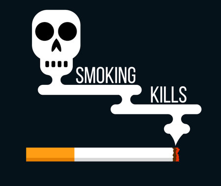 Smoking Cigarette with Smoke in Shape of Death Skullのイラスト素材