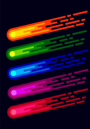 A Comet or Asteroid Flat Style Different Colors Setのイラスト素材