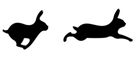 Running rabbit silhouette icon.のイラスト素材