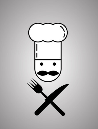 Cook with Mustache Fork and Knife Iconのイラスト素材