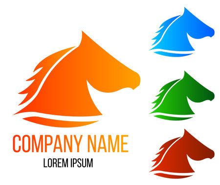 Horse Head in Different Colors.のイラスト素材