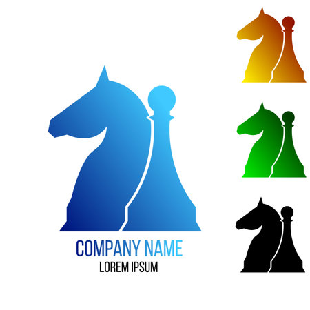 Horse and Pawn Silhouette Illustration.のイラスト素材