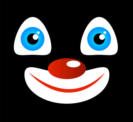 Face of a smiling clown on black backgroundのイラスト素材