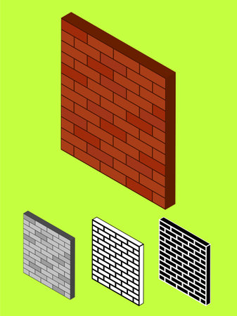 Isometric Decorative Brick Wallのイラスト素材