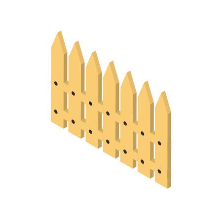 Wooden Fence Isometric on plain backgroundのイラスト素材
