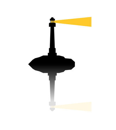 Black Lighthouse Silhouette with Reflectionのイラスト素材
