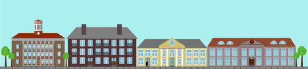 City with Row of Vintage Housesのイラスト素材