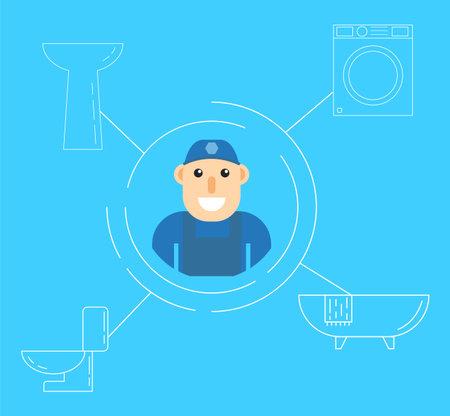 Plumber Services Flat Design vector illustration.のイラスト素材