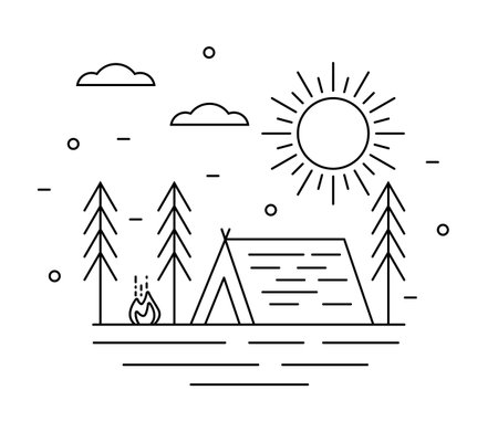 Camping in the forest ideaのイラスト素材