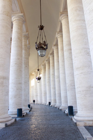 Inside Piazza San Pietro Colonnade in Rome, Italyのeditorial素材