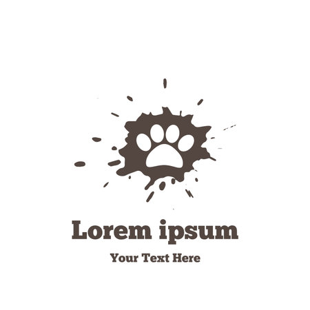 Animal Pet Paw Splash Grunge Style. A Template for Pet Shelter or Veterinary Clinicのイラスト素材