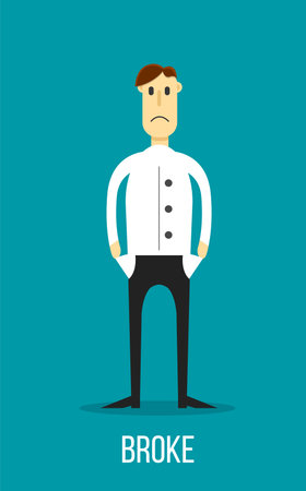Broke Businessman with Empty Pockets Flat Styleのイラスト素材