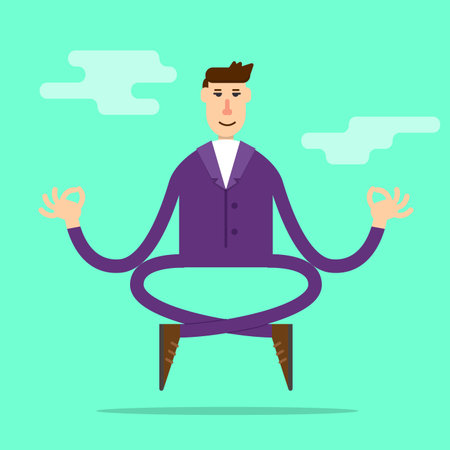 Happy Businessman Meditatingのイラスト素材