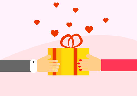Man Giving a Present to Woman Loverのイラスト素材