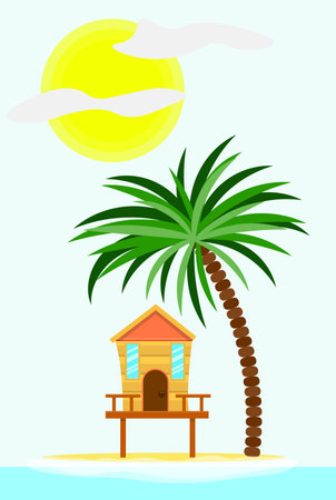 Summer house on exotic tropical beachのイラスト素材